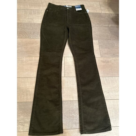 Old Navy Womens Extra High-Rise Kicker Boot-Cut Corduroy Pants Size 4 Green NEW - Picture 1 of 7